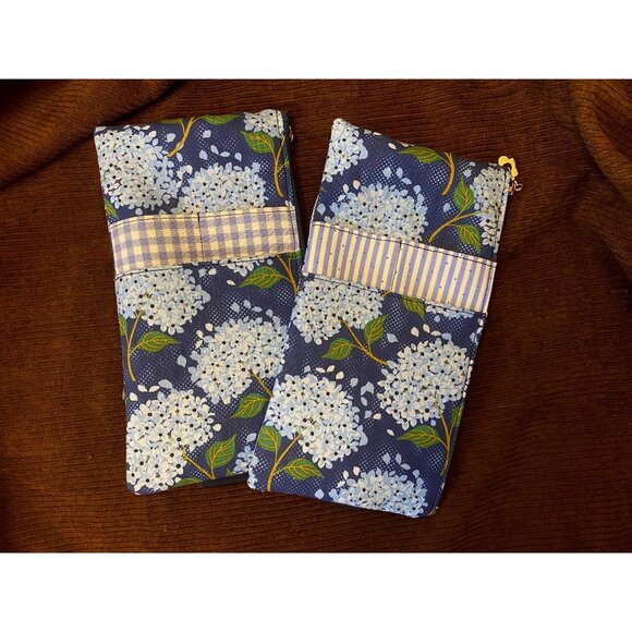 Blue Flower blue blue hydrangea Pen Pouch: Elastic Journal/Planner Holder - Picture 1 of 16